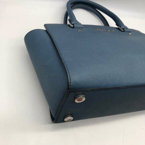 Michael Kors Blue Saffiano Leather Selma Satchel - Picture 7 of 10